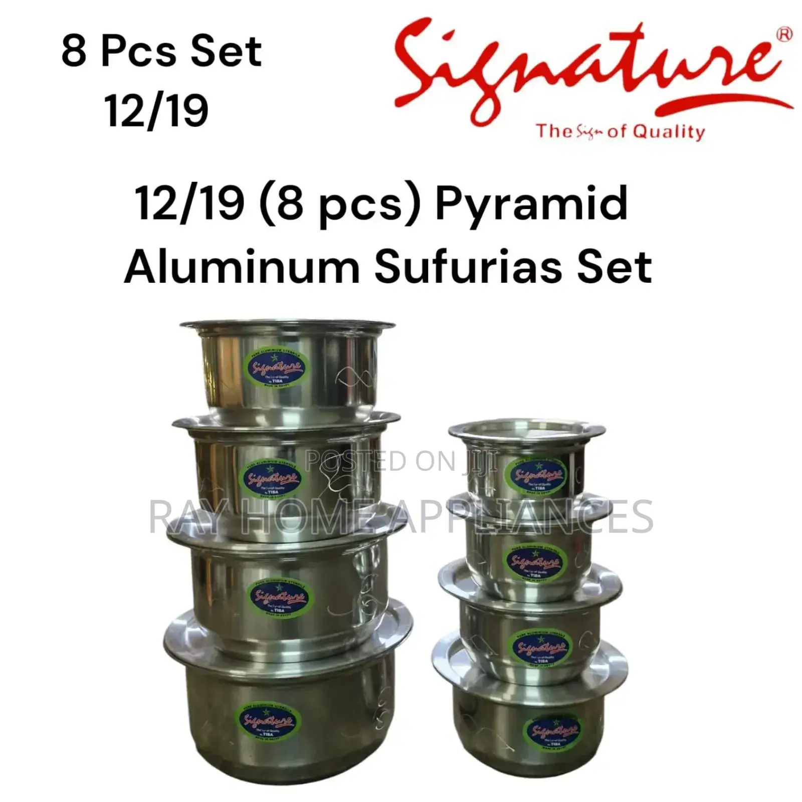 Set of 8 Aluminum Sufurias(No Lids)