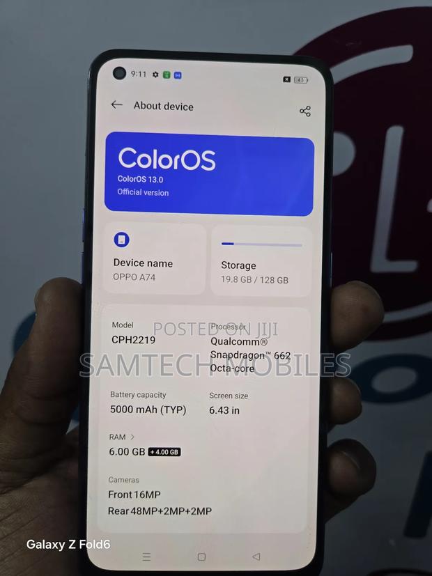 Oppo A74 128 GB Blue - thumbnail 4