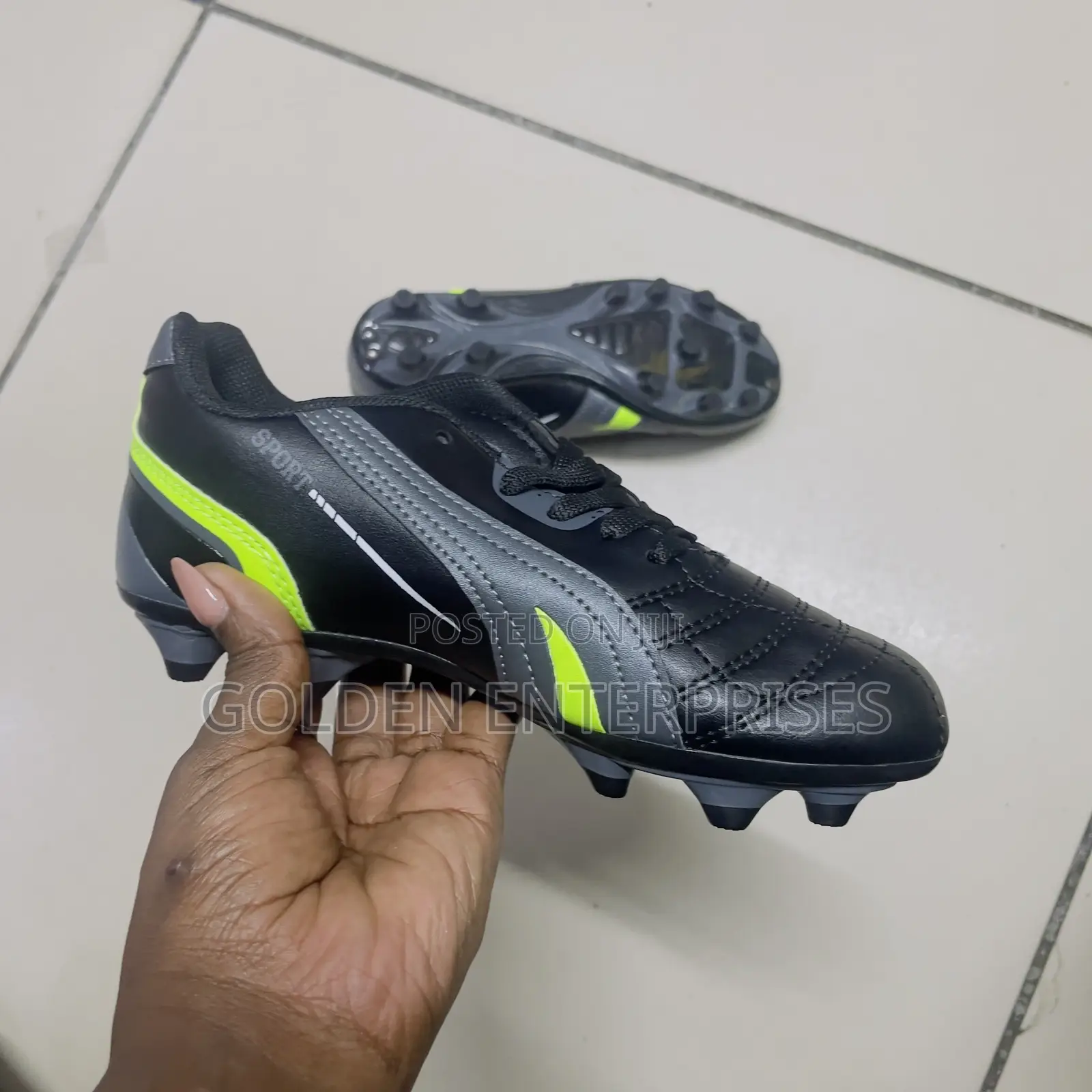 Black Green Sport Football Boots 31-36