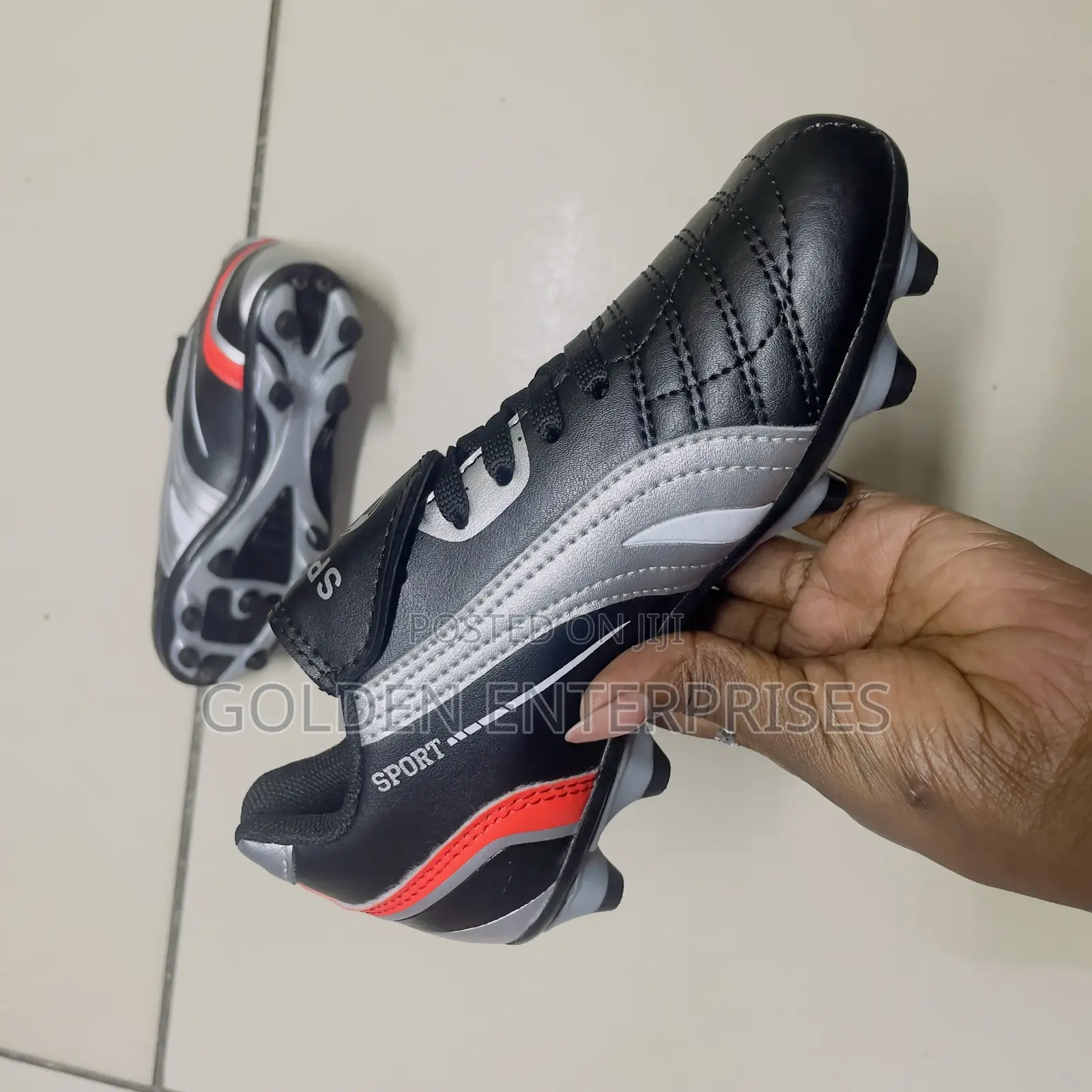 Black Grey Kids Football Boots 31-42