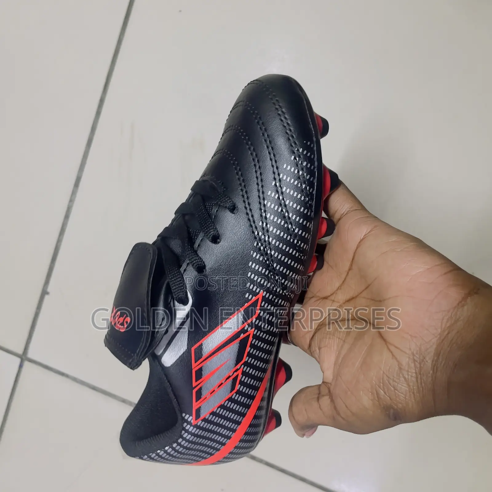 Kids Football Boots Blue Black 31-36