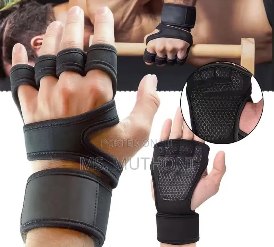 Half-Finger Weightlifting / Gym Gloves With Wrist Support