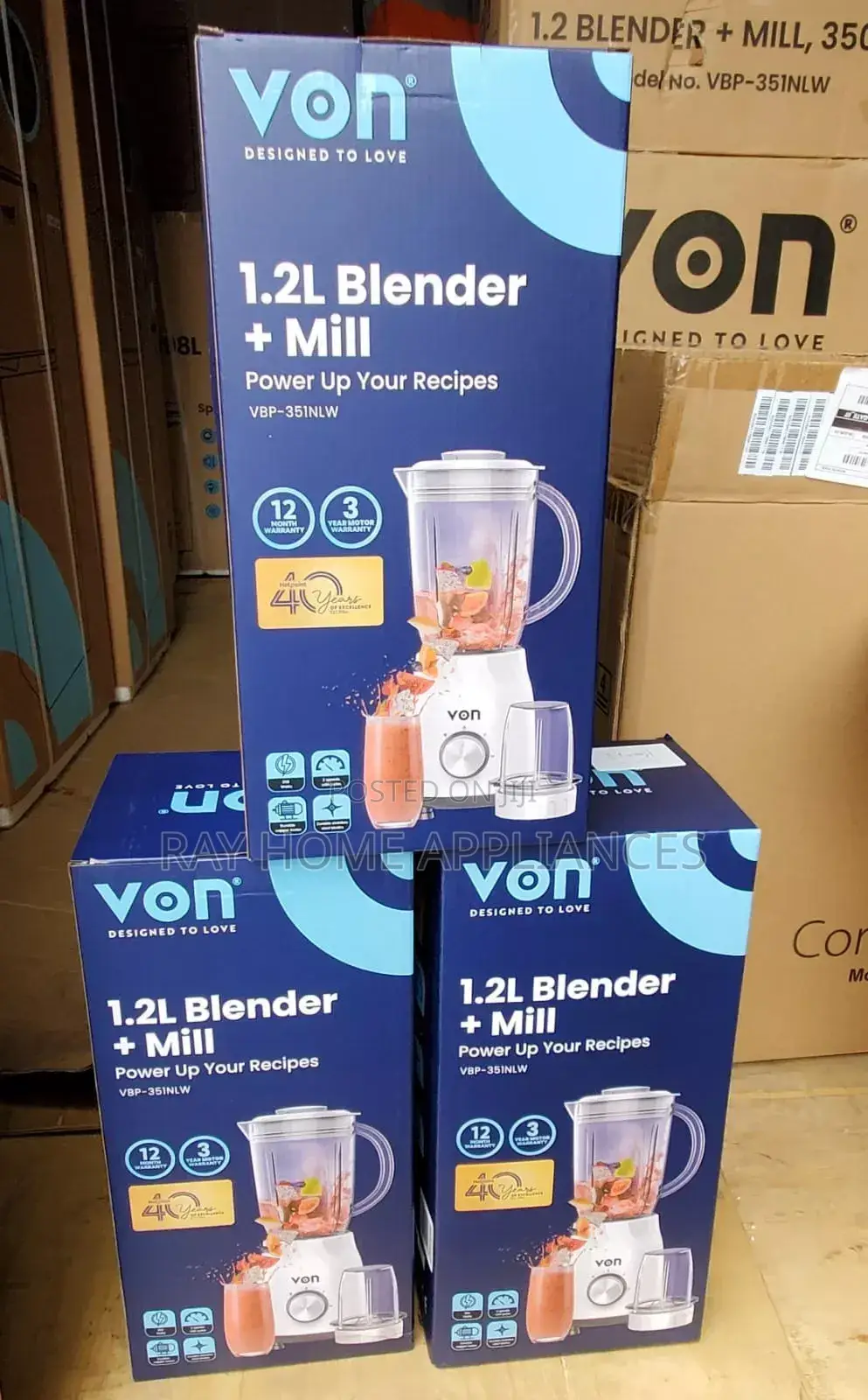 2 in 1 Von Blender White 1.5litre Jug + Grinder