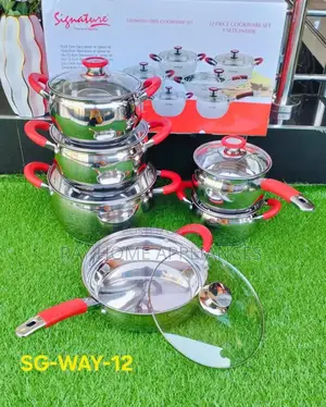Signature 15pcs Induction Base Stainless Cookware Set With Glass Lid
