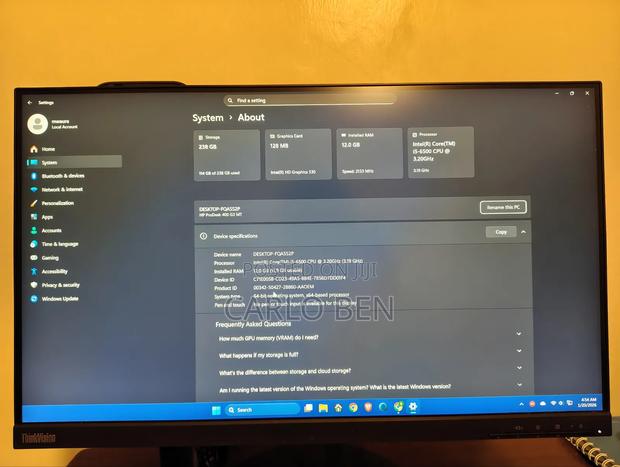 Desktop Computer HP ProDesk 400 12GB Intel Core i5 SSD 256GB