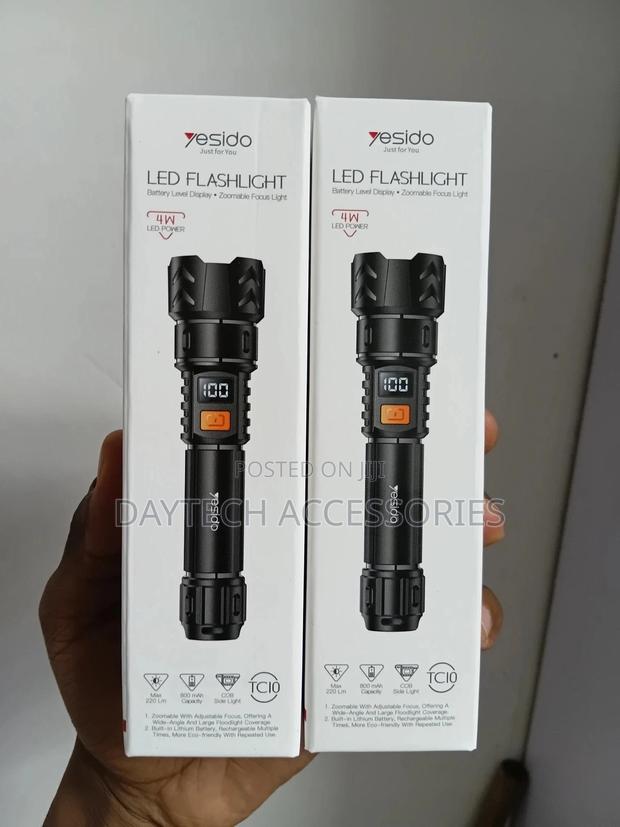 Yesido Tc10 Rechargeable Led Flashlight – Black - main view