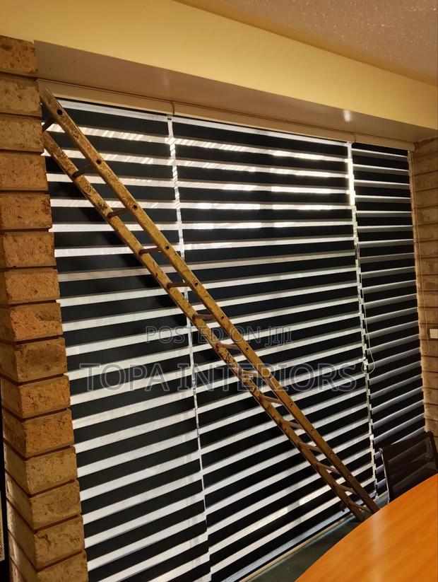 Adjustable Navy Blue Horizontal Office Roller Blinds - main view