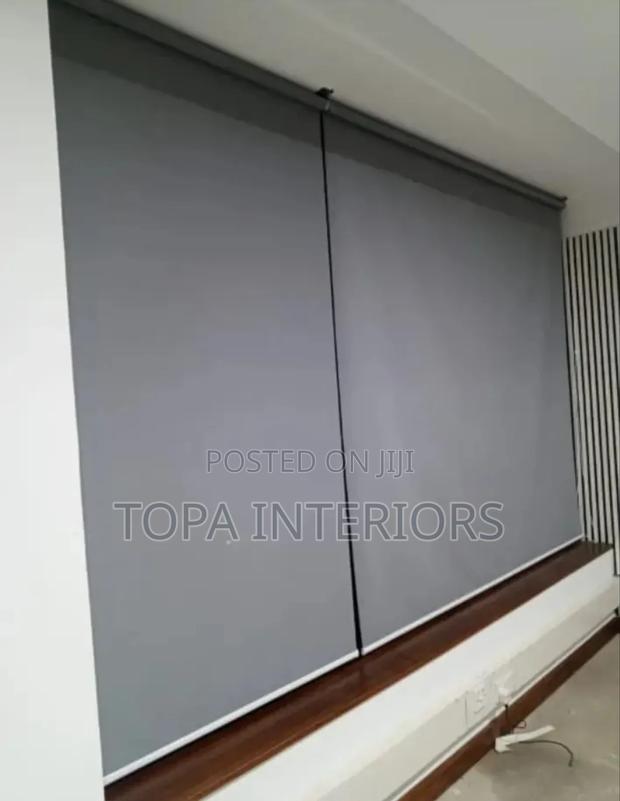Custom Size Grey Adjustable Blackout Office Roller Blinds - main view