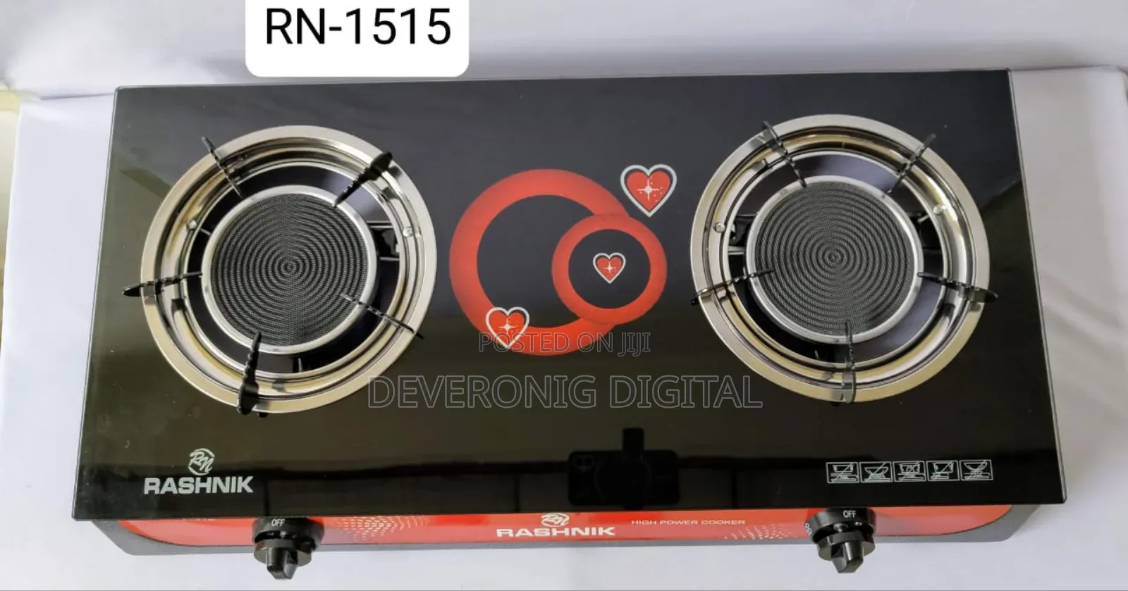 Rashnik Two Burner Infrared Glass Gas Cooker*