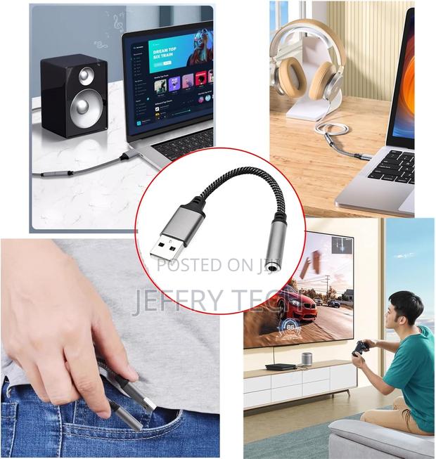 Usb to 3.5 Mm Jack Audio Adapter Cable, Aux to Type-a to Headphone Ja - thumbnail 4
