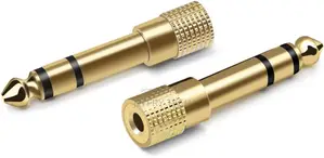 2pcs Headphone Adapter Jack 6.35mm (1/4 Inch) to 3.5mm (1/8 Inch), Ste