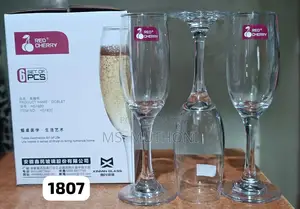 *6pcs 190ml Red Cherry Set of Six Champagne Glasses (Goblets).