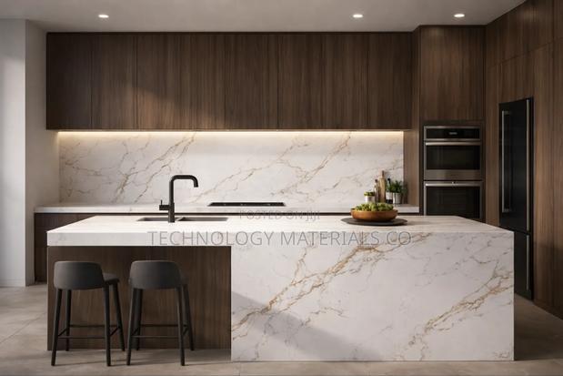Modern Sintered Stone Kitchen Countertop Backsplash - main view