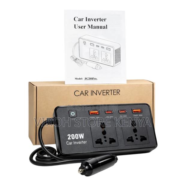 200w Car Inverter 2 Type C Ports 2 Usb a Ports