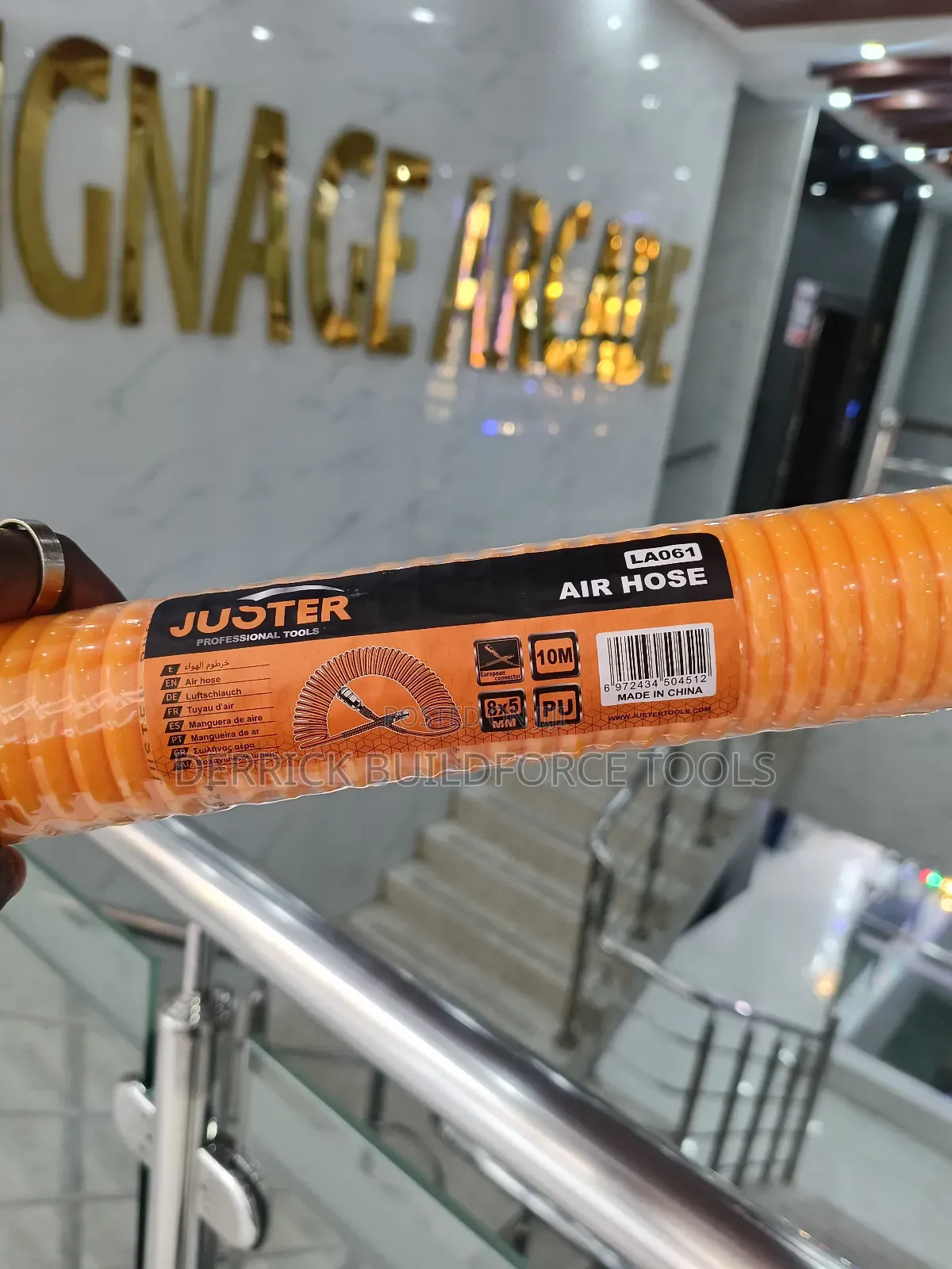 Spiral 10m Air Hose With Fittings