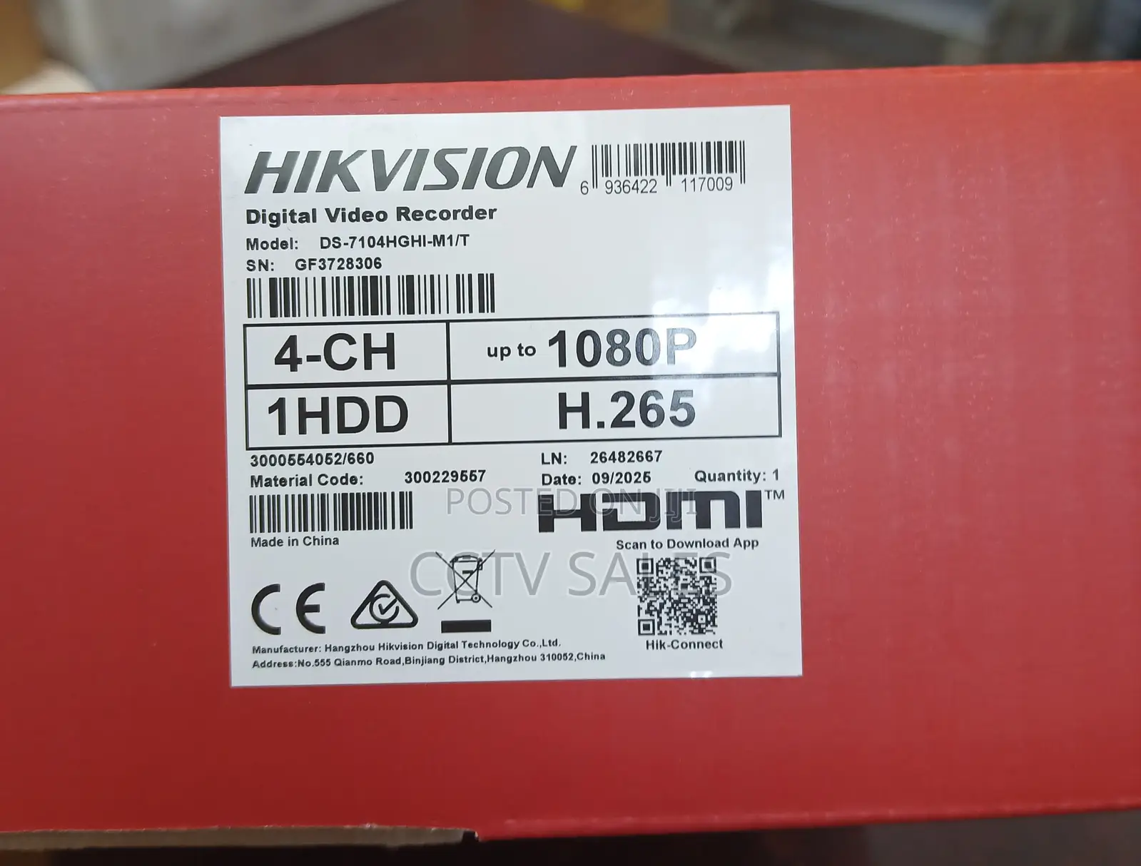 Four Cameras DVR Ds-7104hghi-M1/T 4-Ch 1080p Lite Mini 1u H.265 DVR