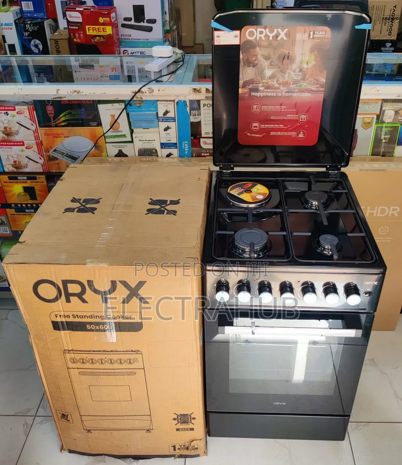Mika Oryx Standing Cooker, 50cm X 60cm, 3 Gas Pipe Burners Brand New