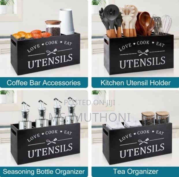 *Rustic Wooden Cutlery/Utensils Organizer - thumbnail 2