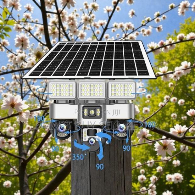 Auto Tracking 12mp 4g Multiple Lens Solar CCTV Camera With Flood Light