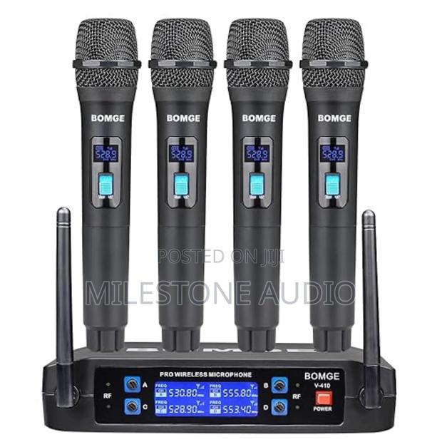 Bomge Wireless Microphone System, Pro 4-Channel Cordless Mic Set