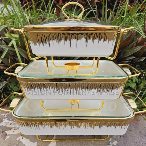 3 Pieces Ceramic Chaffing Dishes
