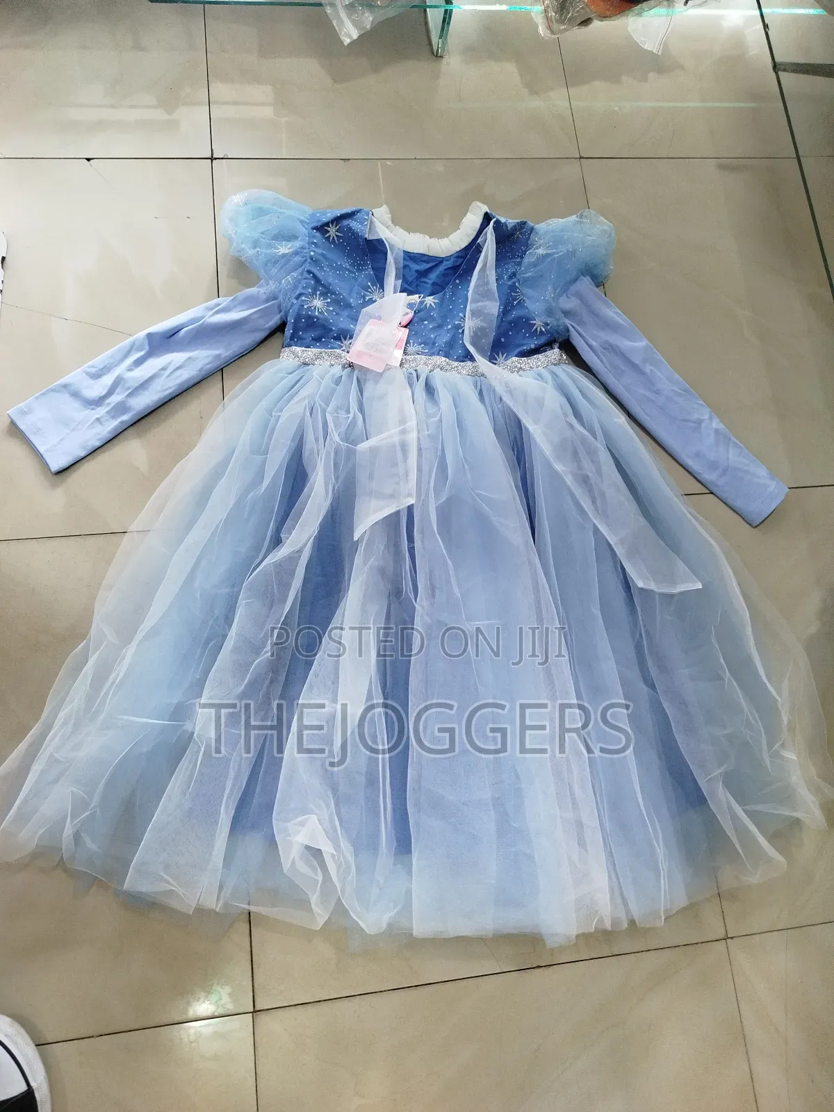 Blue Disney Princess Elsa Costume Dress Snowflake Prints