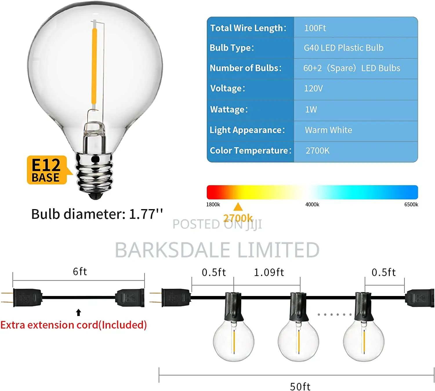 Christmas Solar Xmas Bulbs Lights 15m Outdoor Garden String