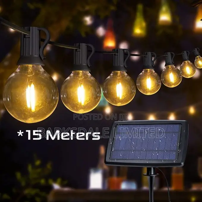 Christmas Solar Xmas Bulbs Lights 15m Outdoor Garden String