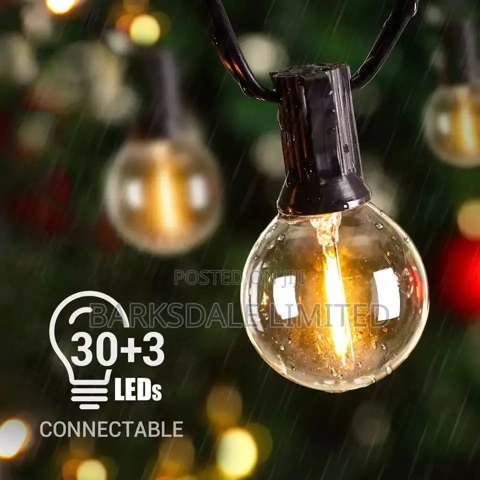 Christmas Solar Xmas Bulbs Lights 15m Outdoor Garden String