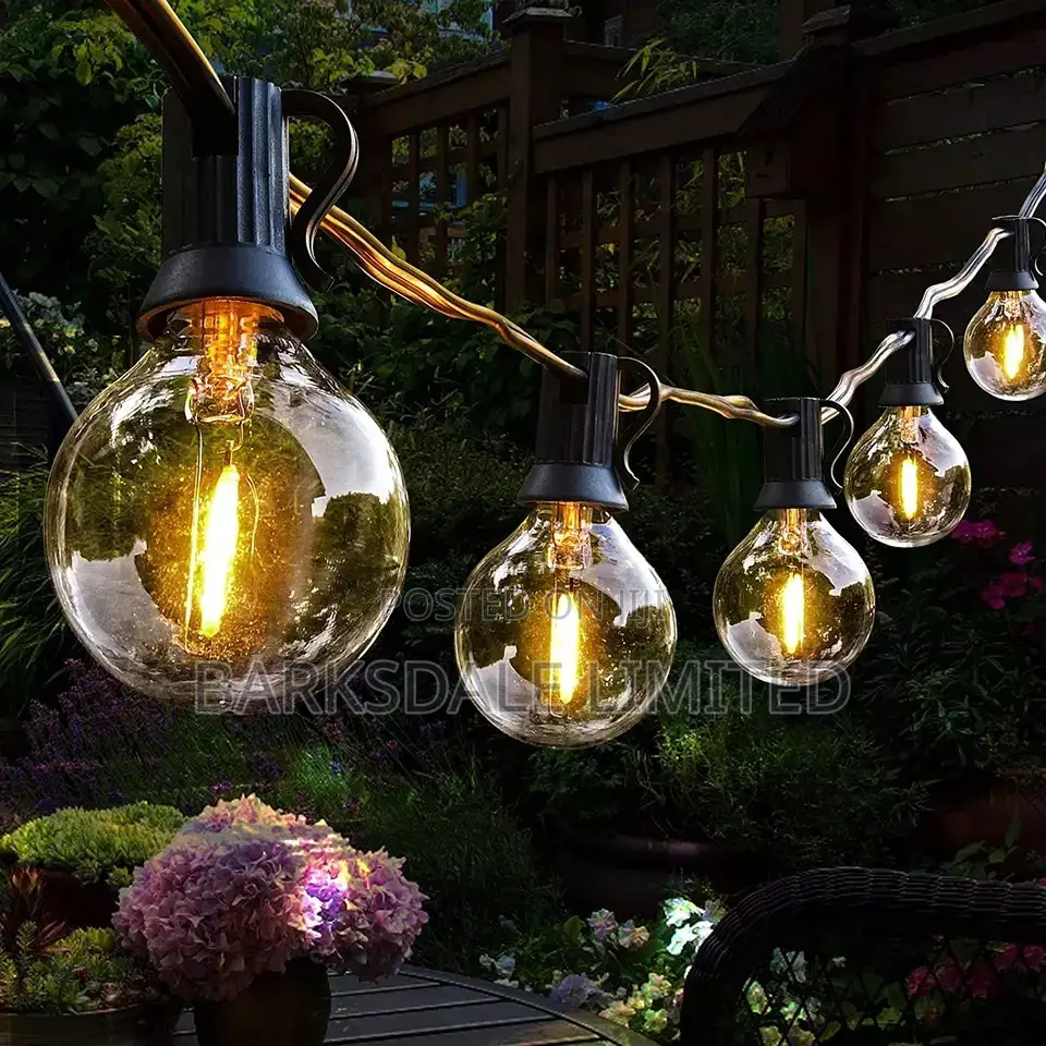 Christmas Solar Xmas Bulbs Lights 15m Outdoor Garden String