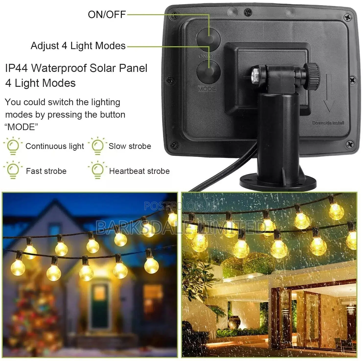 Christmas Solar Xmas Bulbs Lights 15m Outdoor Garden String