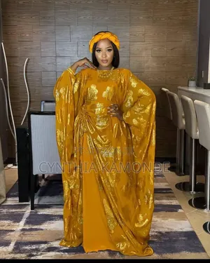 Gold Shinning Dress Comes With Scarf