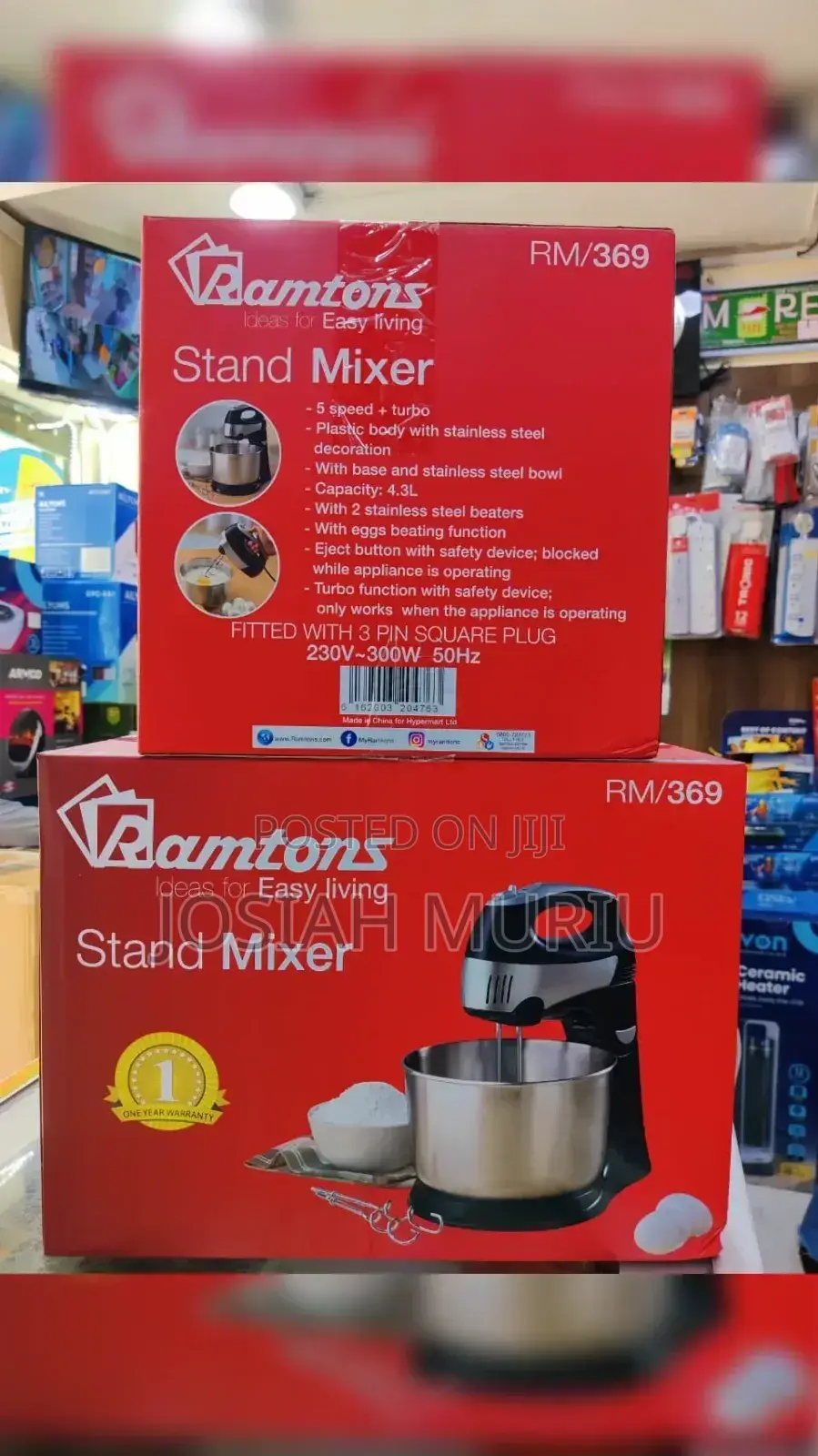*Ramtons Stand Mixer 4.3litres 5-Speed+Turbo