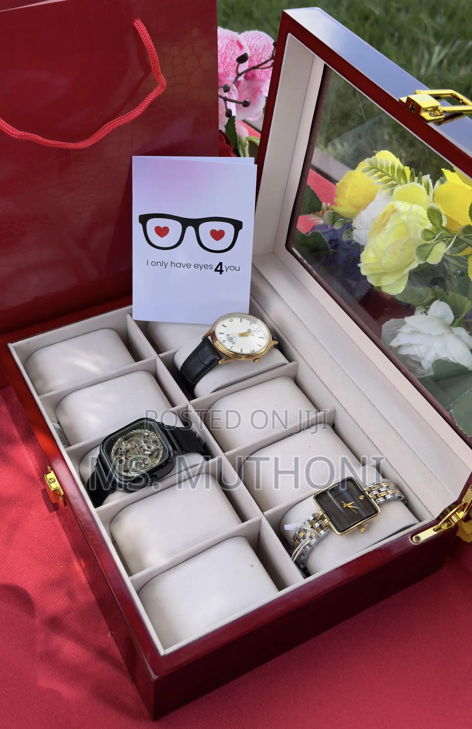Valentines/Birthday Wooden Watch Display Case Gift Set for Gents