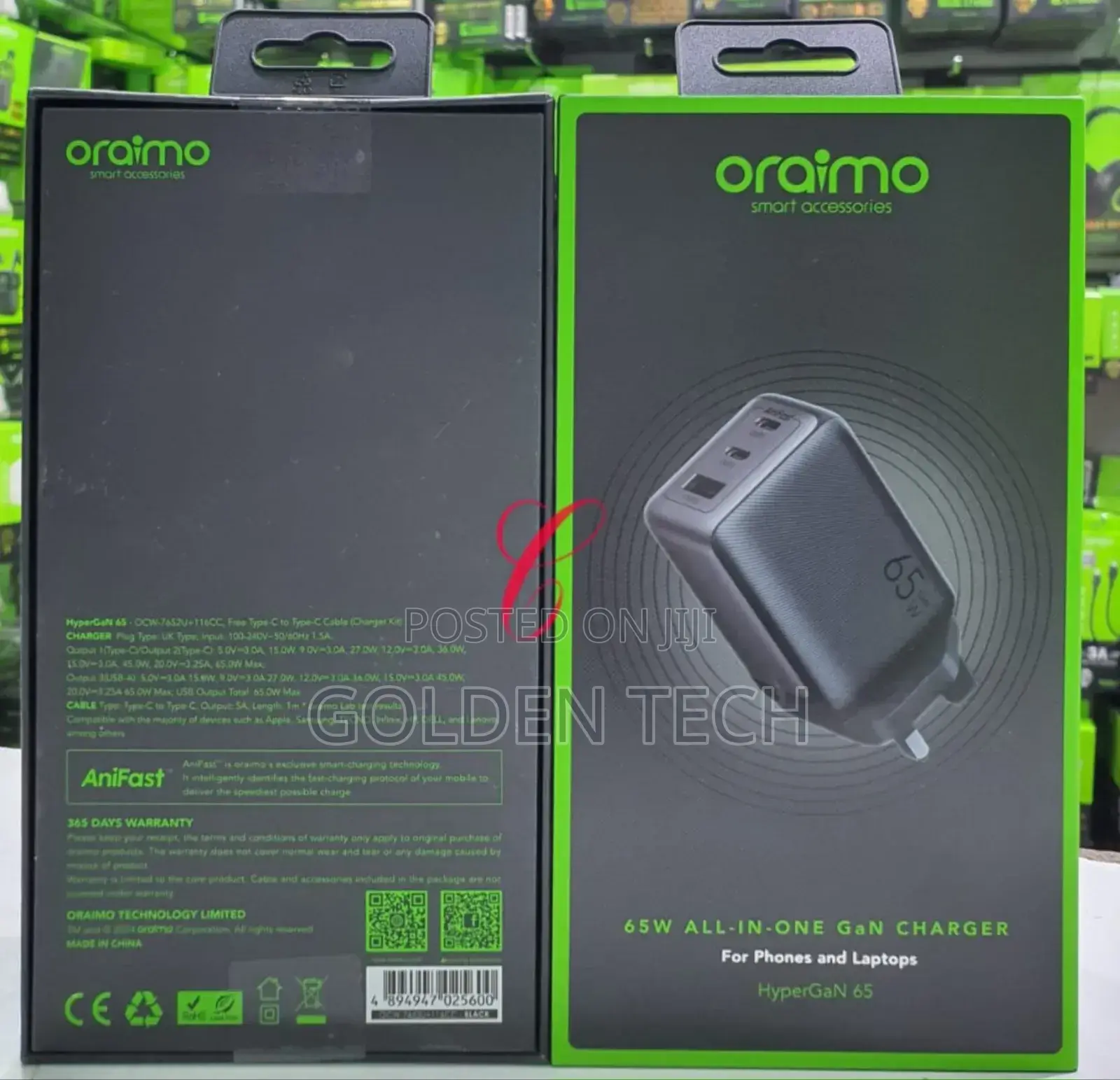 Oraimo Hypergan 65 65w Gan Wall Charger Kit With 100w Cc Cable