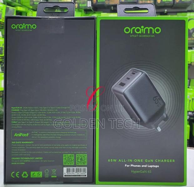 Oraimo Hypergan 65 65w Gan Wall Charger Kit With 100w Cc Cable - main view