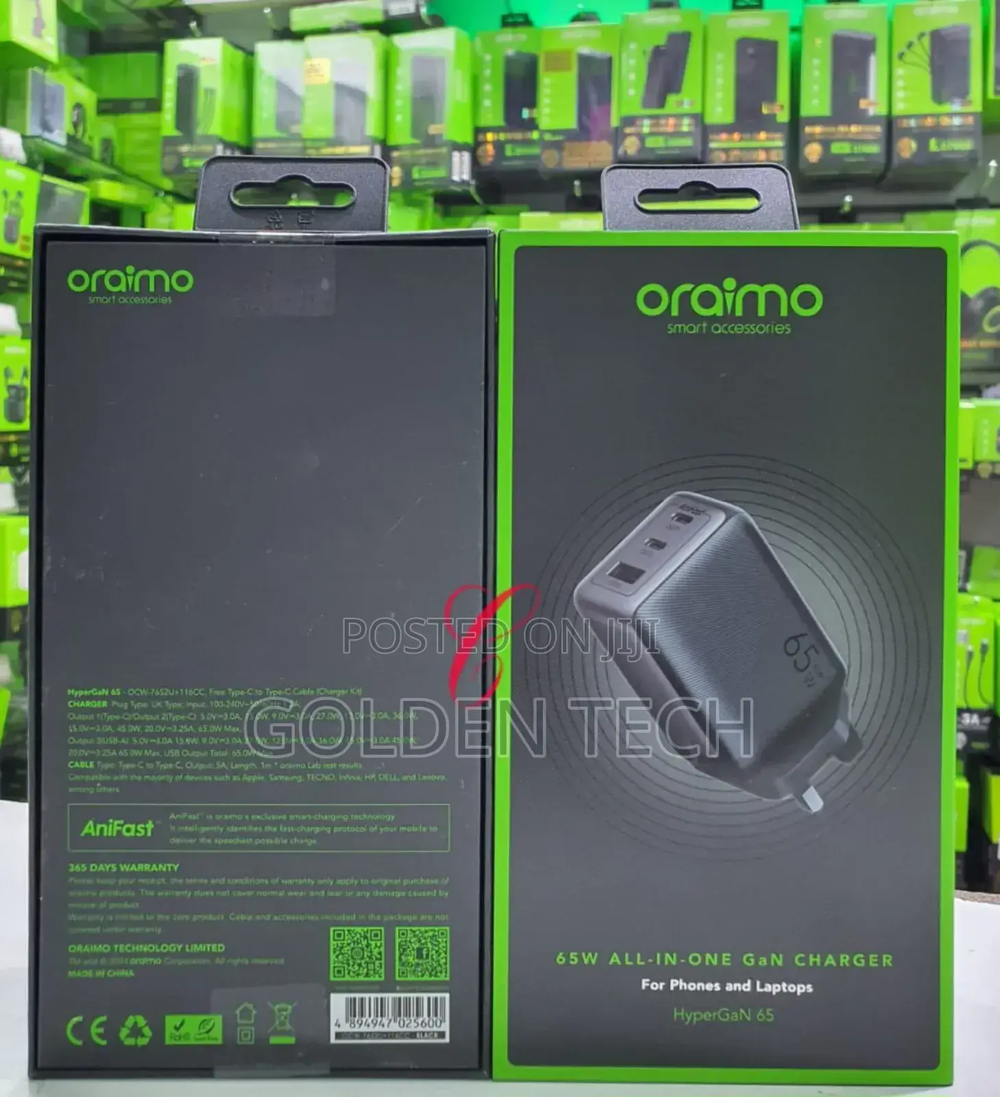 Oraimo Hypergan 65 65w Gan Wall Charger Kit With 100w Cc Cable