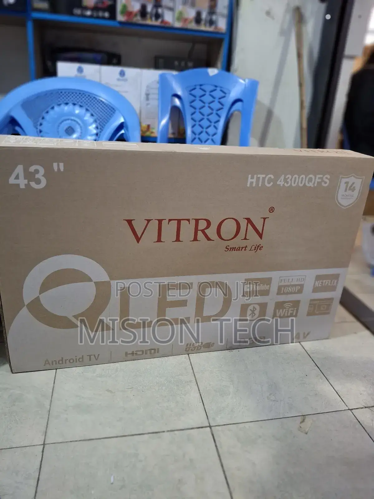 Vitron Qled 43"Inches,Frameless FHD Smart Android Tv 