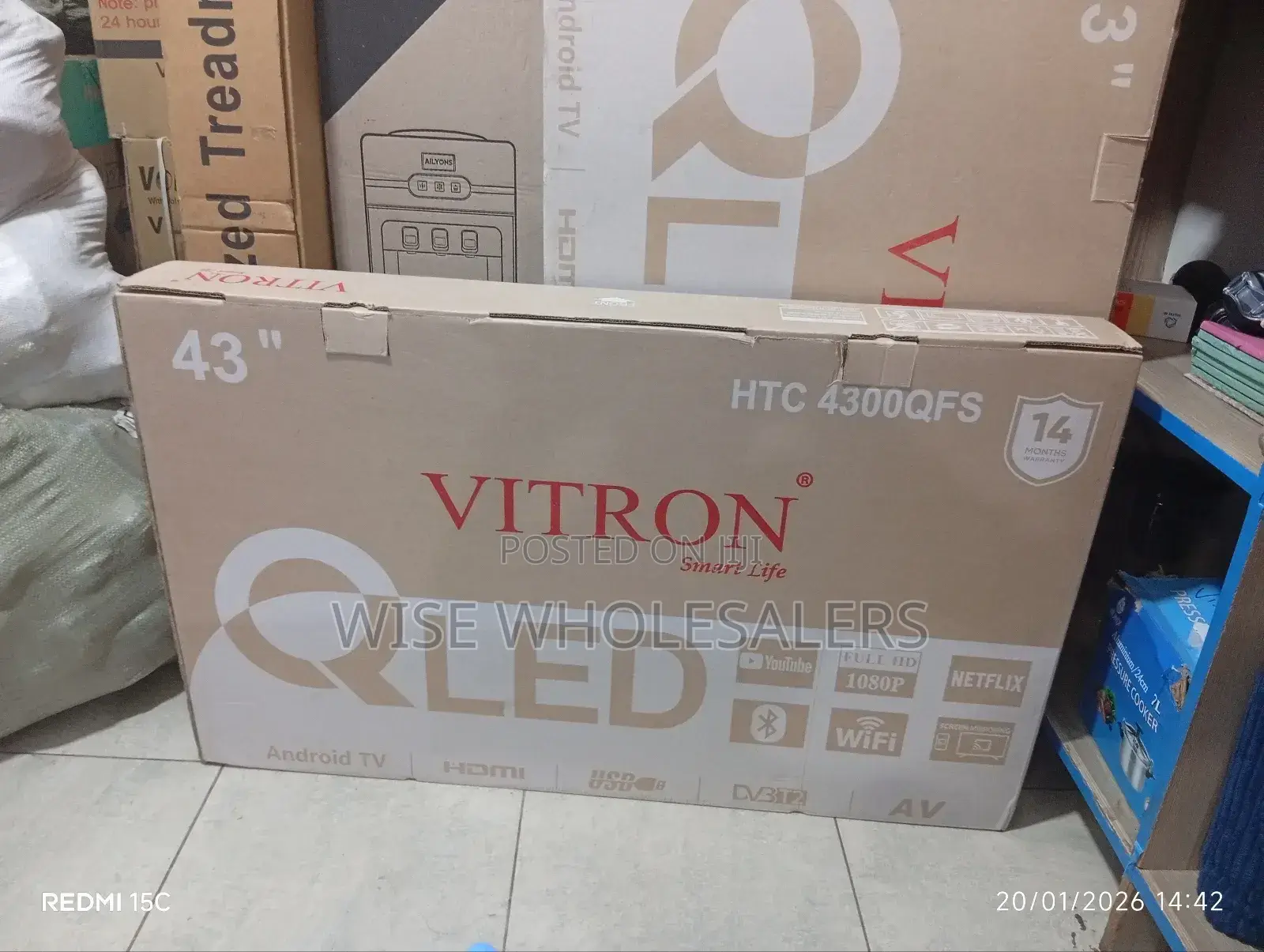 Vitron 43-Inch Qled Smart Android Tv, Model HTC 4300qfs.