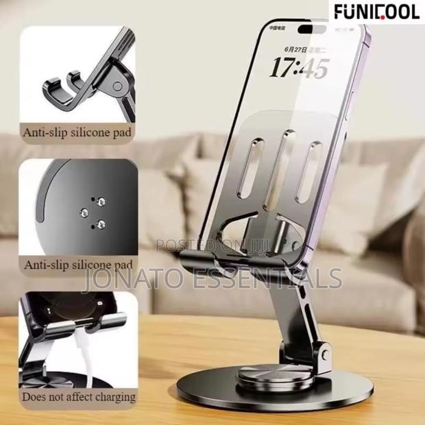 Metal Phone Stand, 360 Rotating Foldable Desktop Holder - thumbnail 4