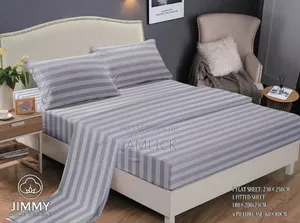 6*7 Striped Fitted Bedsheet Set With 4 Pillowcases -Pt