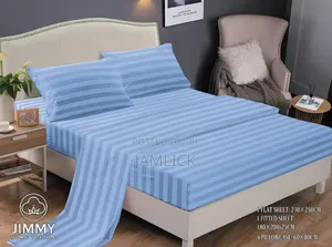 6*7 Striped Fitted Bedsheet Set With 4 Pillowcases -Pt