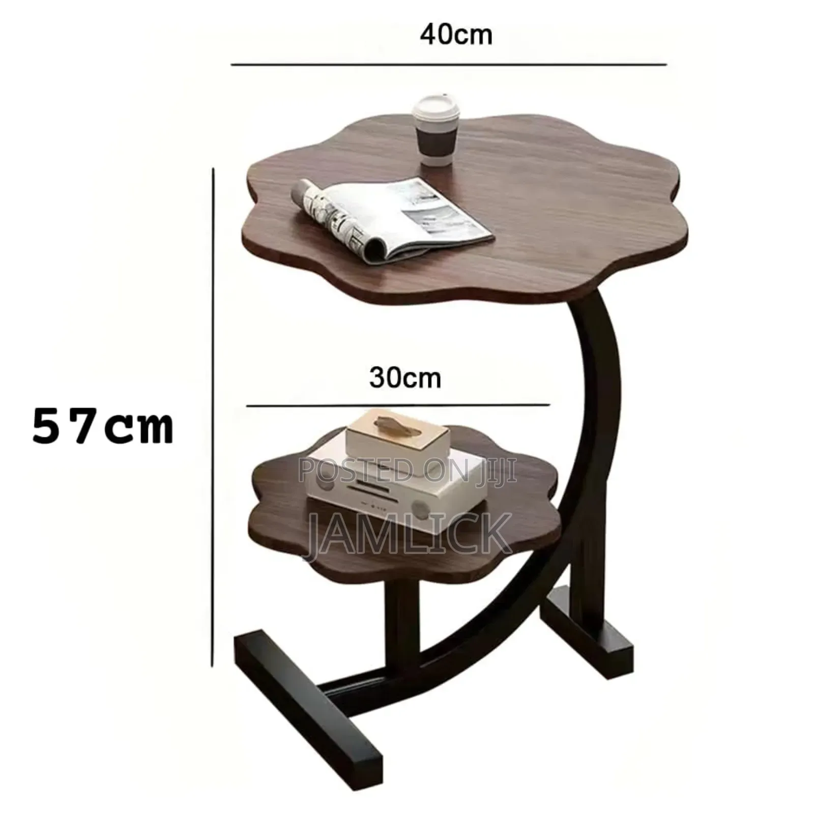 2-Layer Wooden Side Table With Metallic Frame –Pm