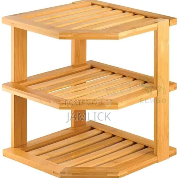 3-in-1 Bamboo Kitchen Corner Rack – Water-Resistant –Pm - main view