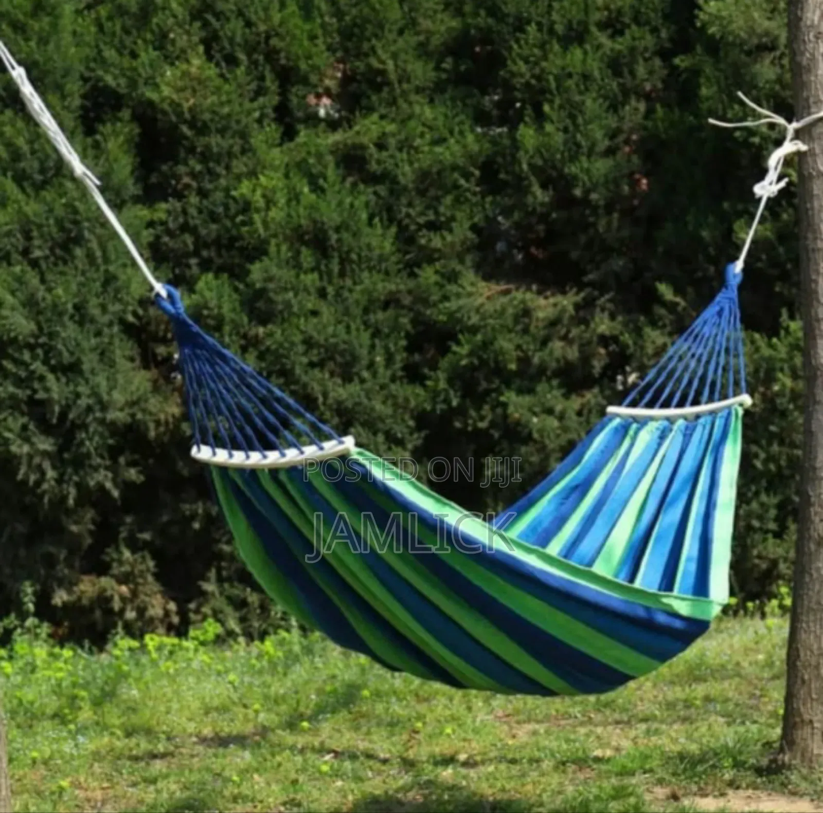 Striped Outdoor Hammock – Heavy Duty – Holds 2 People –Zy