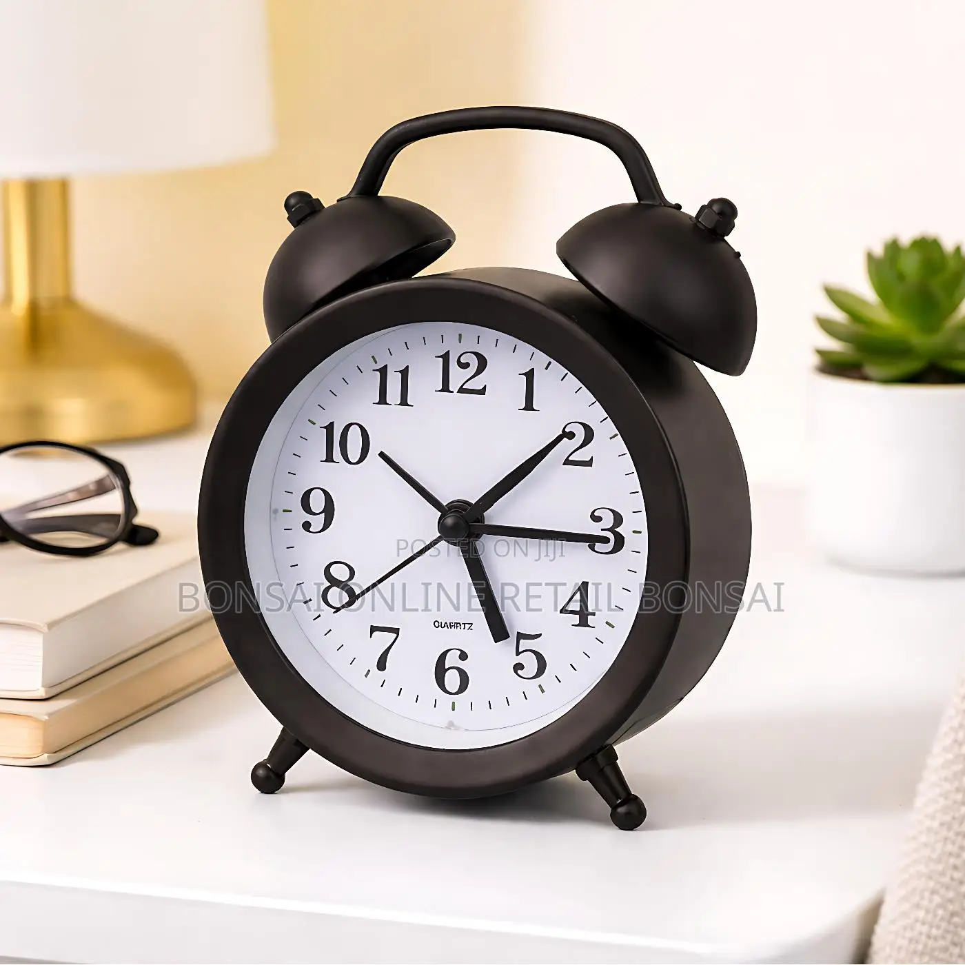 Black Retro Twin Bell Alarm Clock With Loud Ring