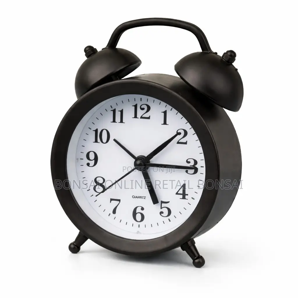 Black Retro Twin Bell Alarm Clock With Loud Ring