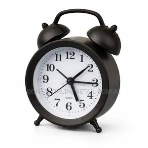Black Retro Twin Bell Alarm Clock With Loud Ring