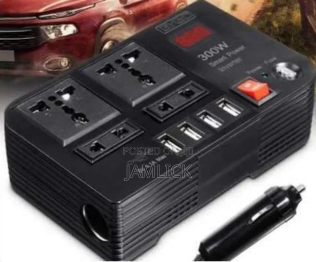 300w Car Power Inverter 12v to 220v 4ac + 4usb Ports –Dv