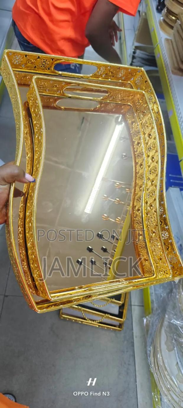 2pcs Mirror Tray Set – Elegant Decorative Serving Trays –Cd - main view
